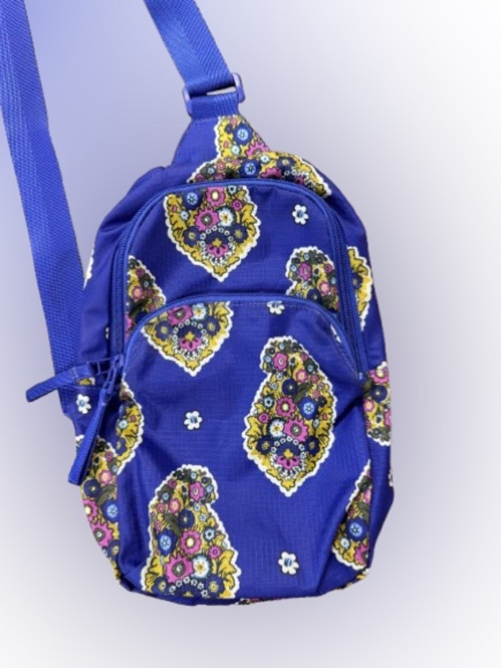 Vera Bradley Lorman Small Sling Backpack Blue Floral Paisley Crossbody Bag